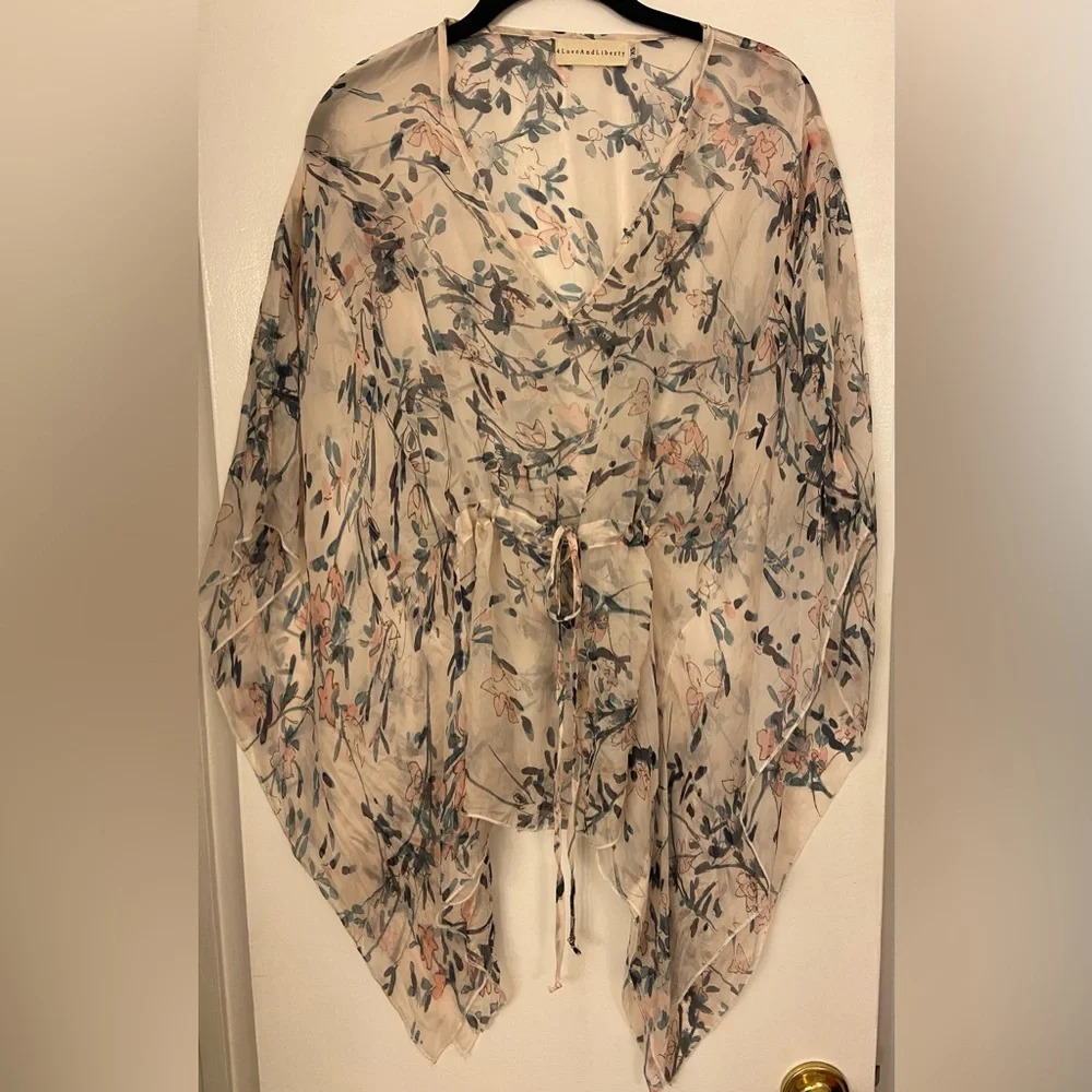 Johnny Was 4Love and Liberty Cecilia Silk Drawstring Tunic Floral Size XS